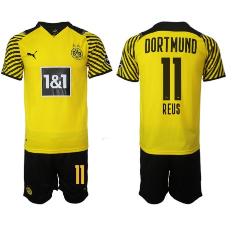 Billiga Fotbollströjor BVB Borussia Dortmund Marco Reus 11 Barn Hemma tröja 2021/22 Kortärmad 